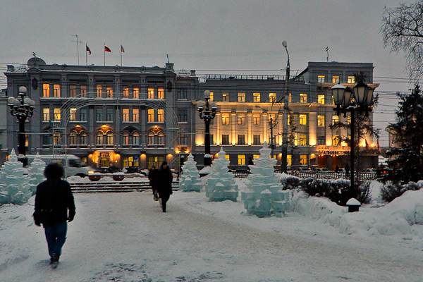 Omsk City Authorities building night-time lighting