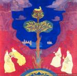 Blessed Tree (Blessed Nest Attracts Eyes). N.&nbsp;Roerich. Sketch. 1912. Cardboard, tempera